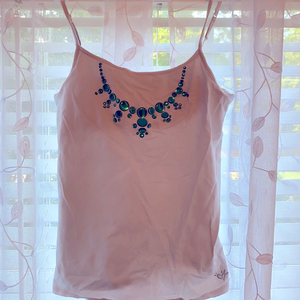 Size 18 white Justice tank top with blue gems.